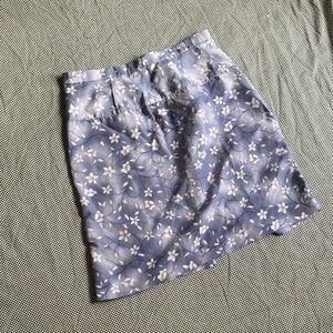 Handmade vintage 90s skirt Size 6 Medium Blue White Periwinkle Floral Flowers